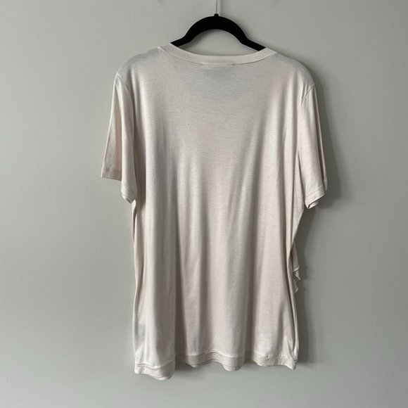 Salvatore Ferragamo Short Sleeve Ruffles Round Neck Casual Blouse Cream Large - Picture 3 of 7